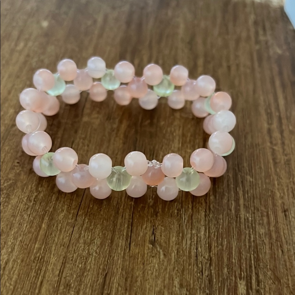 Elegant Pink and Green Beaded Bracelet